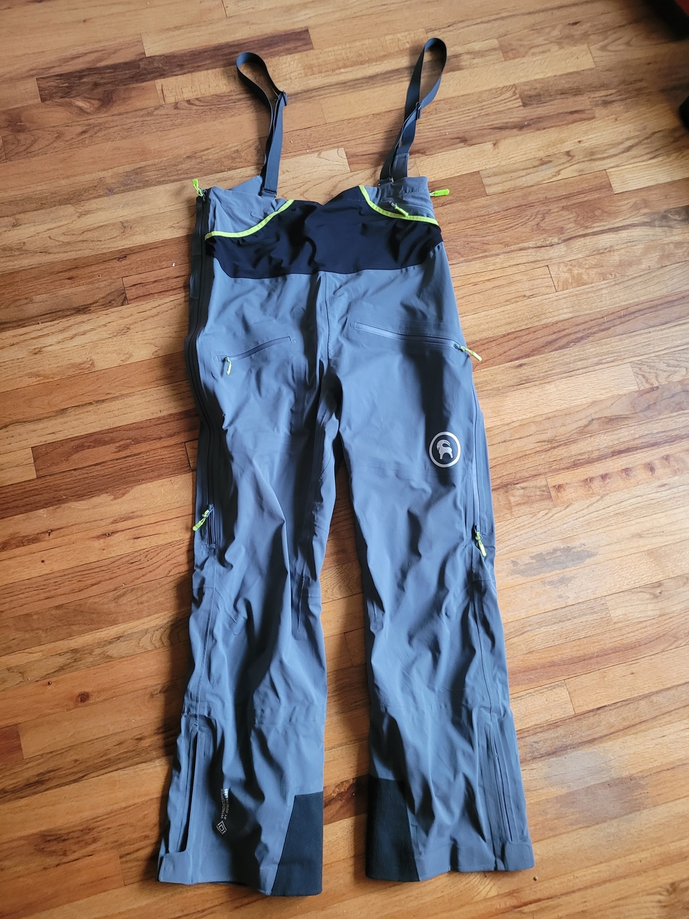 Backcountry Grey Bib Ski Pants with Neon Accents